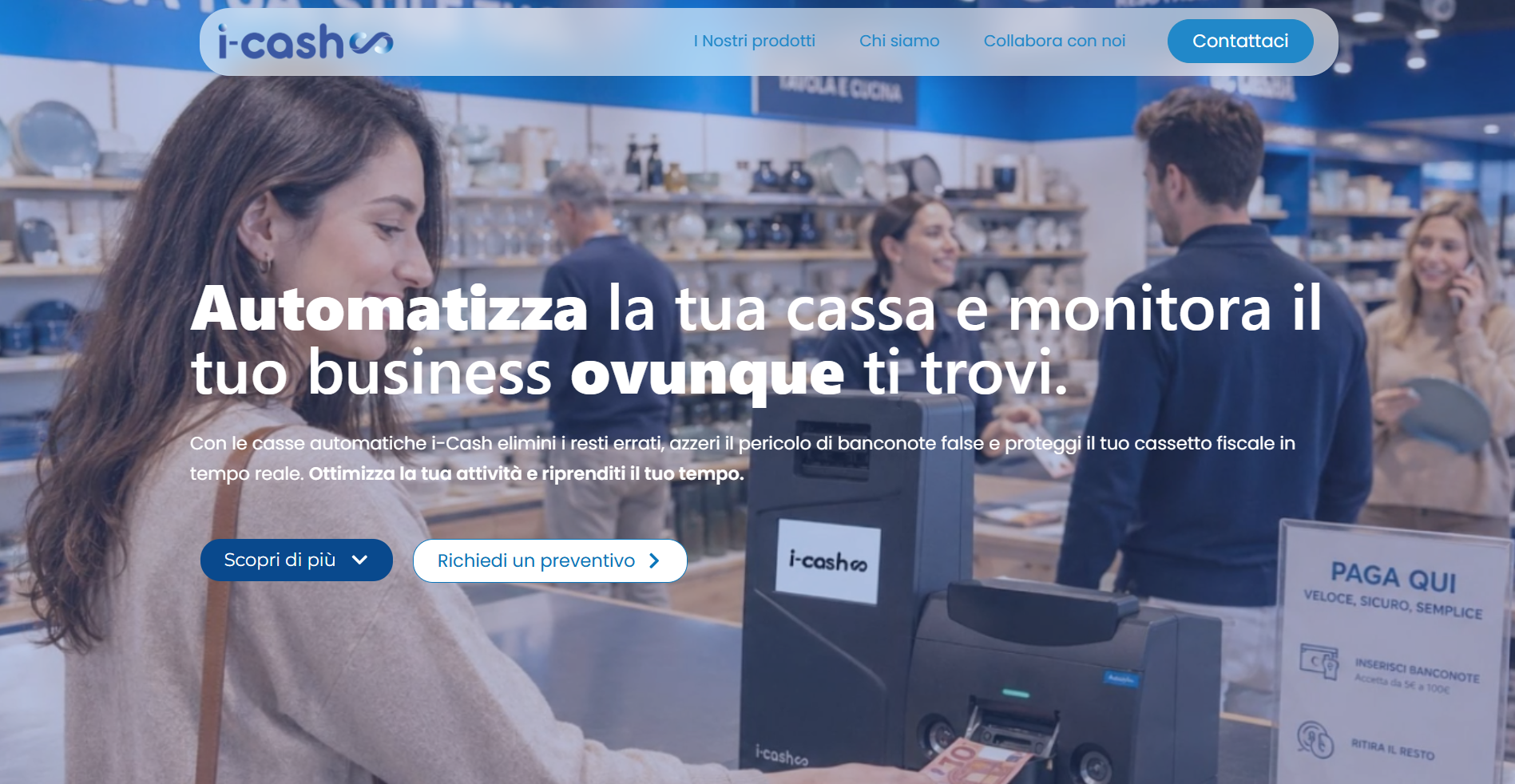 I-Cash - Casse Automatiche — sito web per e-commerce a Castellammare di Stabia